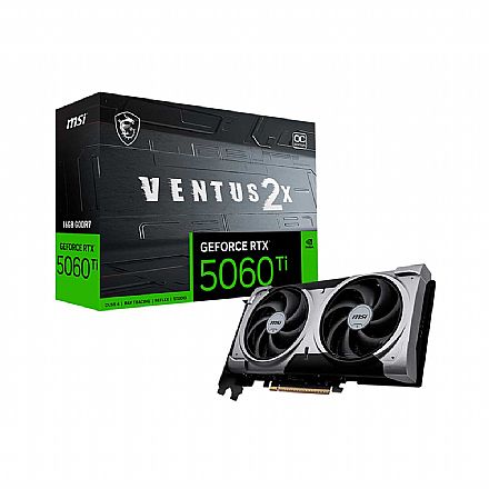 Placa de Vídeo GeForce RTX 5060TI 16GB GDDR7 128bits - Ventus 2X OC PLUS - MSI - DLSS 4 - 912-V535-027
