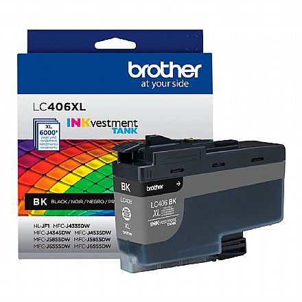 Cartucho Brother LC406 Preto - LC406XLBKS - 6000 Páginas