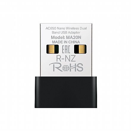 USB Adaptador Wi-Fi Mercusys MA20N AC650 - Nano - Dual Band 2.4GHz e 5GHz - 433Mbps