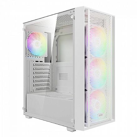 Gabinete Gamer Gamdias Aura GC2 Elite - Vidro temperado - 4 Coolers ARGB Inclusos - Branco