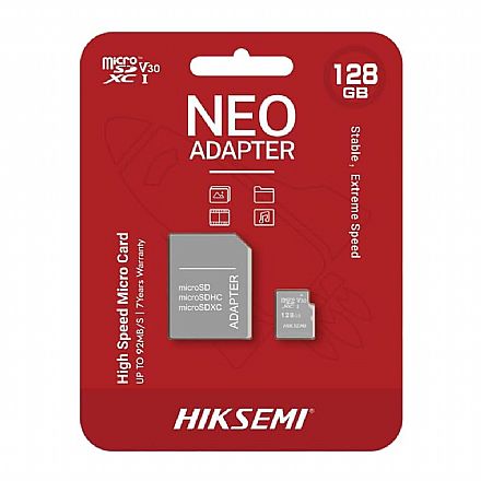 Cartão 128GB Micro SD - Classe 10 - com Adaptador - Hiksemi - HSTFC1128GADAPTER