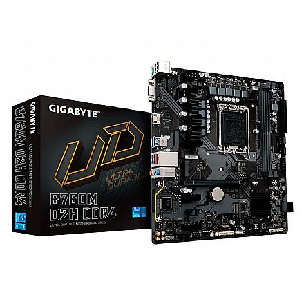 Placa Mãe Gigabyte B760M D2H - (LGA 1700 DDR4 5333 O.C) - Chipset B760 - Slot M.2 - Micro ATX - B760MD2HDDR4