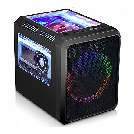 Gabinete Gamer K-Mex Microcraft 03RC - Design Compacto - Fan RGB 200mm Incluso - Micro-ATX - Preto - CG03RCRH003CB0X