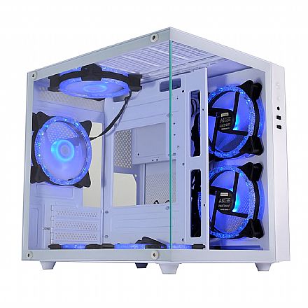 Gabinete Gamer Aquário K-Mex W2SB - Vidro Temperado - Micro-ATX - Câmara Dupla - Branco - CGW2SBRH002CB0X