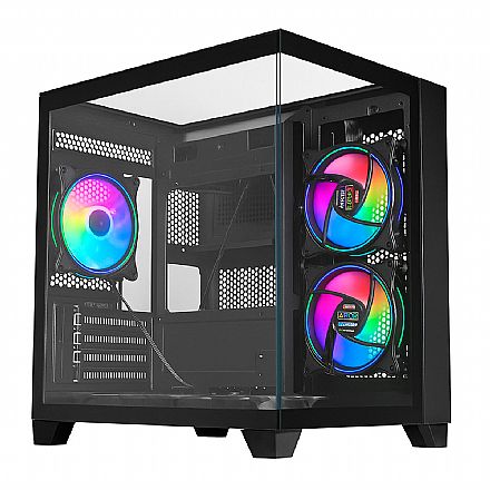Gabinete Gamer Aquário K-Mex Visão 0725 - Vidro Temperado - Micro-ATX - Preto - CG0725TH001CB0X