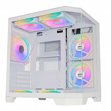 Gabinete Gamer Aquario K-Mex W620 - Vidro Temperado - Micro-ATX - Filtro Magnético - Branco - CGW620RH002CB0X