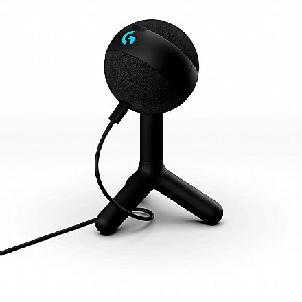 Microfone Gamer Logitech Yeti Orb - Padrão Cardioide - Condensador - Iluminação RGB - USB-C - Preto - 988-000550