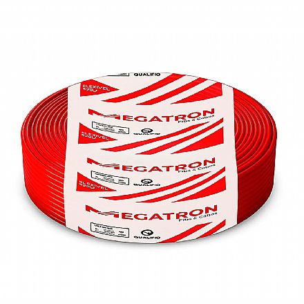 Cabo Flexível 2.5mm Megatron - Rolo de 100 Metros - Antichamas - Vermelho