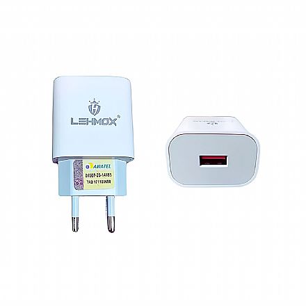 Carregador de Parede USB 3.1 - Branco - Carregamento Rápido - LE-522