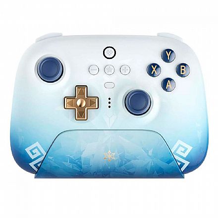 Controle 8BitDo Ultimate Wireless Genshin Impact - 2.4GHz - Dock de Carregamento - Compatível com PC e Android - Azul - 81HA04