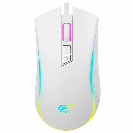 Mouse Gamer Havit MS1034 - 4800dpi - Iluminação RGB - 7 Botões - Branco - HVMS-MS1034-WH