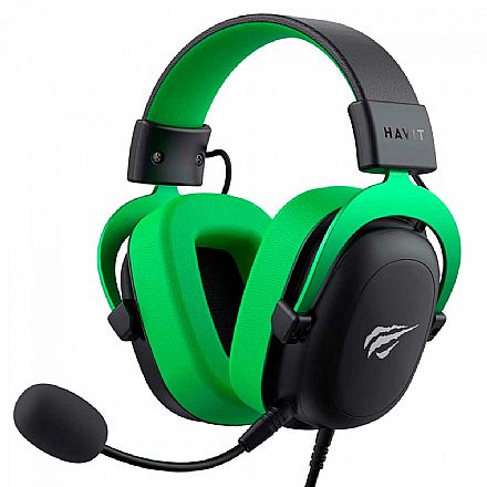 Headset Gamer Havit Gamenote H2002D - Drivers 53mm - Conector P2 - Preto e Verde - H2002D-BN