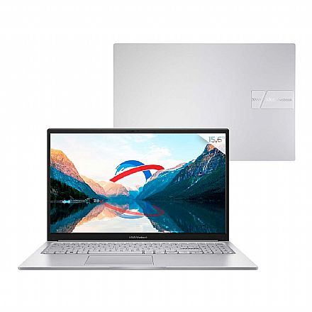 Notebook Asus Vivobook 15 X1504VA-NJ1726 - Intel i5 1334U, RAM 4GB, SSD 256GB, Tela 15.6" Full HD, Linux - Cool Silver