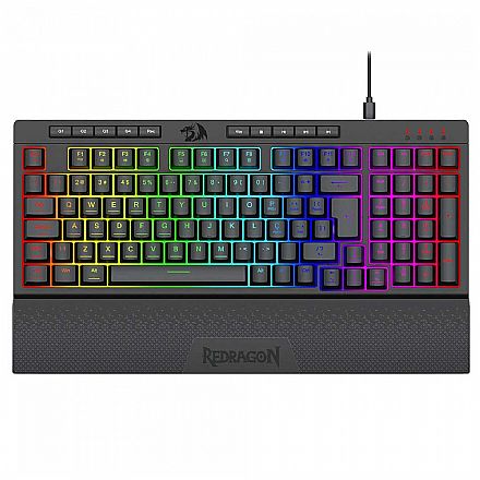 Teclado Gamer Redragon Shiva 98 - ABNT2 - Iluminação RGB - Apoio de Pulso - Preto - K515-RGB PT
