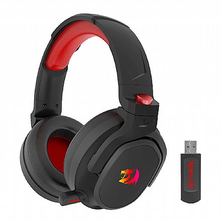 Headset Gamer sem Fio Redragon Nomem Pro - Drivers 50mm - Bluetooth ou 2.4GHz - Sorround 7.1 - RGB - Preto - H838-PRO