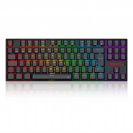 Teclado Mecânico Gamer sem fio Redragon Kumara Elite - ABNT2 - Bluetooth ou 2.4GHz - RGB - Switch Brown - Formato TKL - Preto - K552-KRS (PT-BROWN)