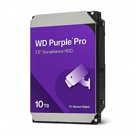 HD 10TB SATA - 7200RPM - 512MB Cache - Western Digital Purple Pro Surveillance - WD102PURP - Ideal para Vigilância