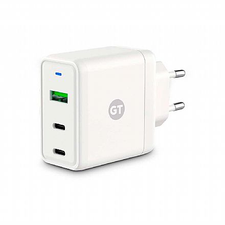 Carregador de Parede Universal Goldentec - USB + 2 USB-C - Fast Charge 65W - Branco - 55020