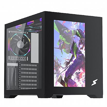 Gabinete Gamer SuperFrame Box Magic - Display LCD 13.3" - USB 3.2 - 6 Coolers Inclusos - ATX - Preto - SF-CS-BMMAB6F