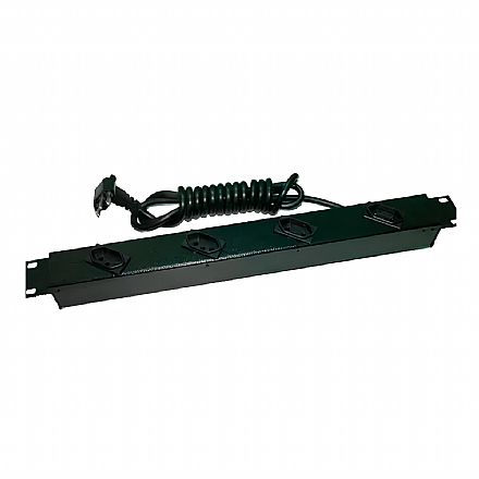 Regua com 4 Tomadas - com Filtro de linha - para Rack 19" - 20A - Cabo 2,5m - Preto - Redrack CT04PT20A