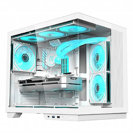 Gabinete Gamer Aquário Fortrek Clarity Max - Vidro Temperado - ATX - Branco - 85743
