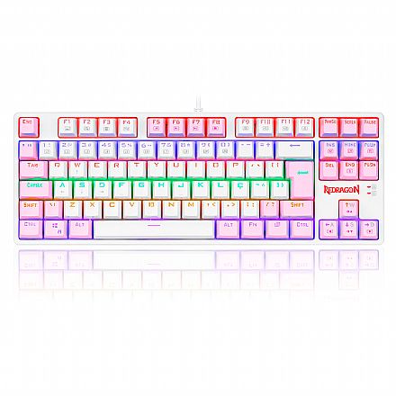 Teclado Mecânico Gamer Redragon Daksa Lollipop - ABNT2 - TKL - RGB - Switch Blue - Branco e Rosa - K576WP-R