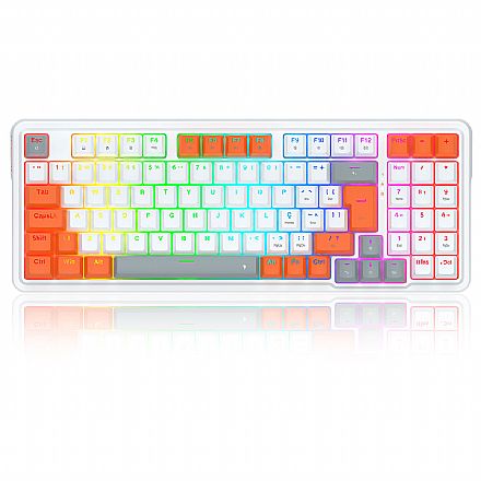 Teclado Mecânico Gamer Redragon Glória - ABNT2 - RGB - Switch Red - Branco e Vermelho - K664WOG-RGB