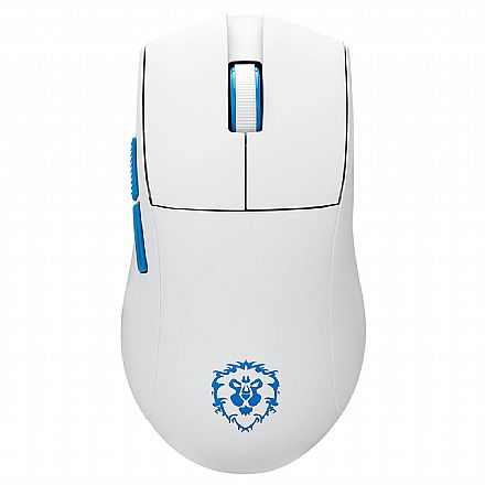 Mouse Gamer sem Fio Redragon King Pro World Of Warcraft Aliança - 12600dpi - Sensor PMW3395 - USB, Bluetooth e 2.4GHz - Branco - YGK01-Alianca