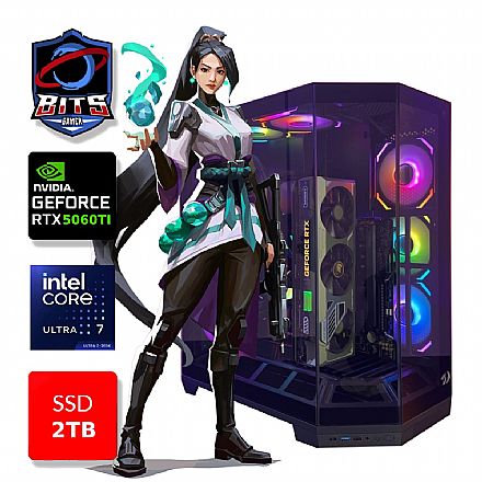 PC Gamer Bits Vortex 2026 - Intel Ultra 7 265k, 64GB, SSD 2TB NVMe, Vídeo GeForce RTX 5060TI 16GB - Windows 11 Professional