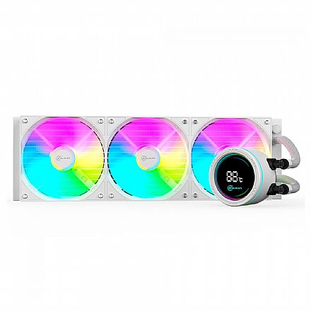 Water Cooler Kalkan Alpha 360mm - ARGB - (AMD / INTEL) - Display Digital - Branco - KLK00049