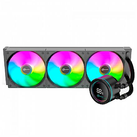 Water Cooler Kalkan Alpha 360mm - ARGB - (AMD / INTEL) - Display Digital - Preto - KLK00048