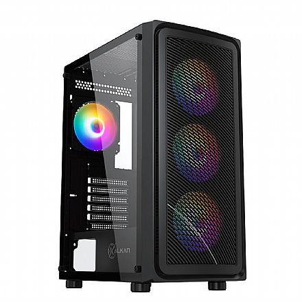 Gabinete Gamer Kalkan Joturn - Vidro Temperado - 4 Coolers ARGB Inclusos - ATX - Preto - KLK00038