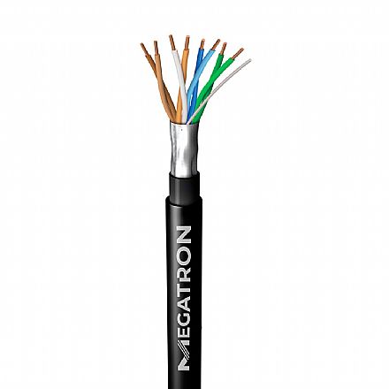 Cabo F/UTP Cat 5e para rede - Megatron 010707B0305PT00 - Dupla Capa - Blindado - Homologado - 305 metros - Preto