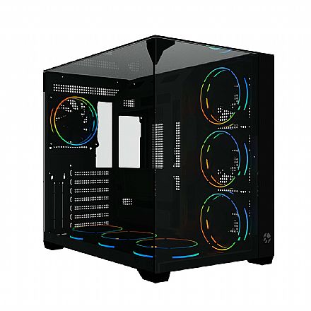 Gabinete Gamer Aquário Bluecase GB-058GRBBX Grand Tokyo - Vidro Temperado - ATX - Preto
