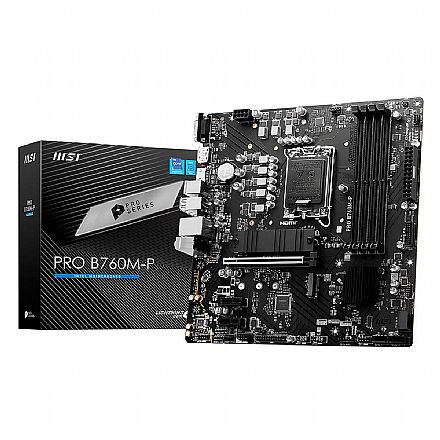 Placa Mãe MSI PRO B760M-P (LGA 1700 - DDR5 6800) - Chipset Intel B760M - USB 3.2 - Slot M.2 - Micro ATX