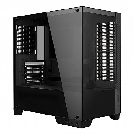 Gabinete Gamer Aquário PcYes GFFTWRBV - Vidro Temperado - Micro ATX - Preto