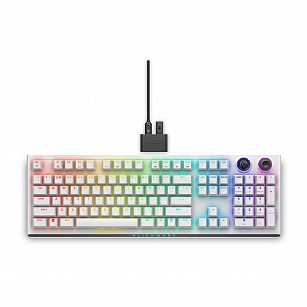 Teclado Mecânico Gamer sem fio Dell Alienware Lunar Light - Padrão US - Bluetooth ou 2.4GHz - RGB - Switch Red MX - AW920K-W-WW