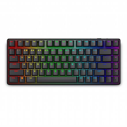 Teclado Mecânico Gamer Sem Fio Dell Alienware Pro - Iluminação RGB - Switch Alienware Linear - Bluetooth, 2.4GHz e USB - Formato 75% - Preto - PRO-KB-G-WW