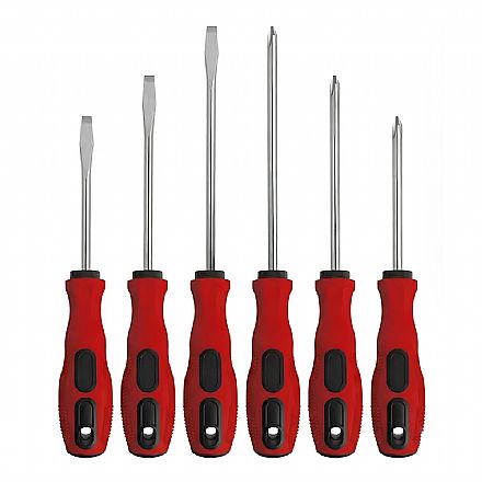 Kit com 6 Chaves de Precisão - Lâmina Cr-v - Cromada - Chaves de Fenda e Philips - FNX TOO628