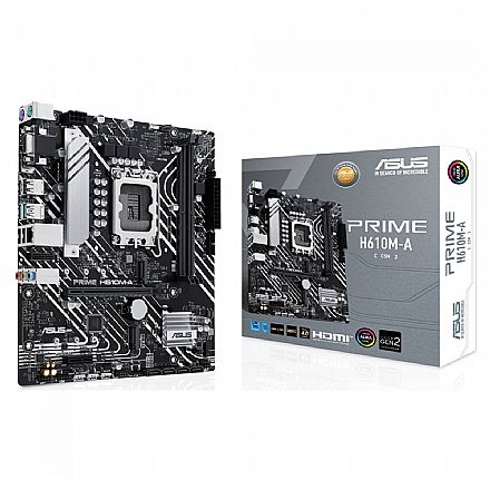 Placa Mãe Asus Prime H610M-R (LGA 1700 - DDR5 5600) - Chipset Intel H610M - USB 3.2 - Slot M.2 - Micro ATX - 90MB1GL0-M0EAY0 Placa Mãe Asus Prime H610M-R (LGA 1700 - DDR5 5600) - Chipset Intel H610M - USB 3.2 - Slot M.2 - Micro ATX - 90MB1GL0-M0EAY0