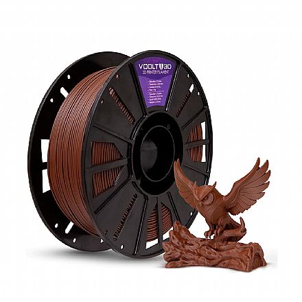 Filamento para Impressora 3D - PLA - Marrom Velvet - 1kg - 1,75mm - Voolt3D PL-MR-VE-1
