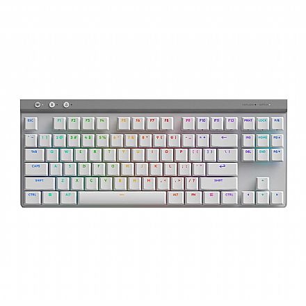 Teclado Mecânico Gamer sem Fio Logitech G515 - Bluetooth ou 2.4GHz - TKL - Iluminação RGB - Switch Tátil - Branco - 920-012535