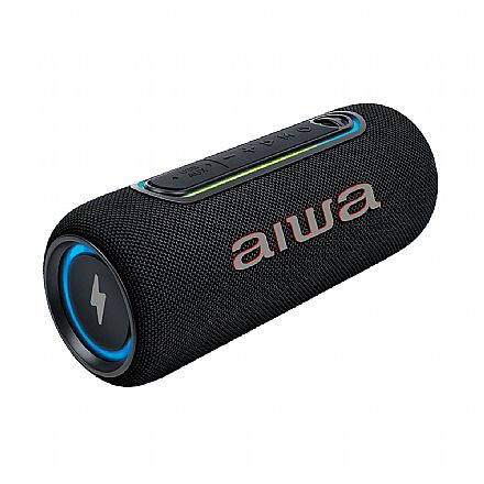 Caixa de Som Bluetooth Aiwa SP-05-LB - TWS - 30W RMS - Resistente a Agua - Iluminação LED - Preto