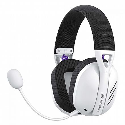 Headset Gamer Sem Fio Havit Fuxi H3 - Drivers 40mm - Bluetooth, 2.4GHz, USB-C ou Cabo P3 - Microfone Removível - Baixa Latência - Branco e Preto - HVGMH-FUXI-H3-WB