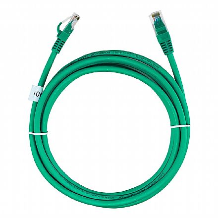 Cabo de Rede UTP (Patch Cord) RJ45 Cat 6 - 1.5 metros - Certificação Anatel - Verde - Seclan WT-2038B-CAT6-1.5M-GR