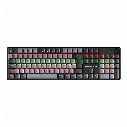 Teclado Mecânico Gamer K-Mex KGY528 - Iluminação Rainbow - Switch Blue - Cinza - KGY528U0001CB0X