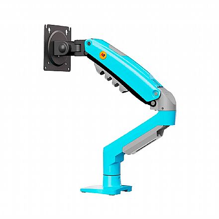 Suporte para Monitor / TV até 30" - Articulado de Mesa com pistão a Gás - Rotação, Inclinação e Giro - Padrão VESA - Azul - F80-XM