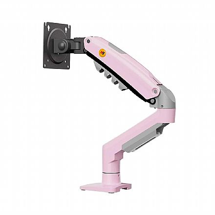 Suporte para Monitor / TV até 30" - Articulado de Mesa com pistão a Gás - Rotação, Inclinação e Giro - Padrão VESA - Rosa - F80-XJ