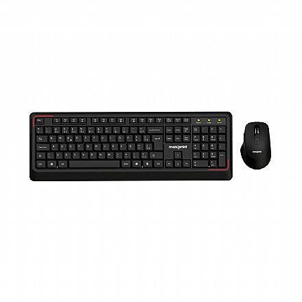 Kit Teclado e Mouse sem Fio Maxprint CW2000 - ABNT2 - Ergonômico - 1600dpi - Preto