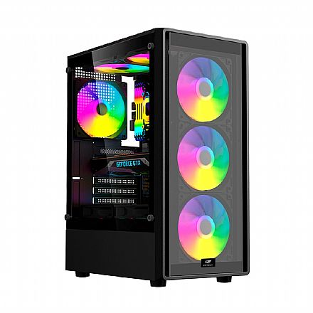 Gabinete Gamer C3Tech MT-G140BK - Vidro Temperado - Micro ATX - Até 8 Fans - Preto